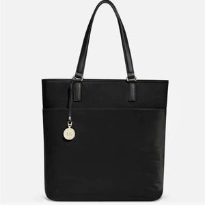 Lo & Sons TT Tote Laptop Bag Black w/ Lavender Lining, Gold Hardware